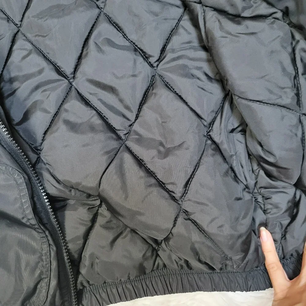 Adidas Black Hooded Quilted 3 Stripe Puffer Jacket Boys - Small (Size 4)